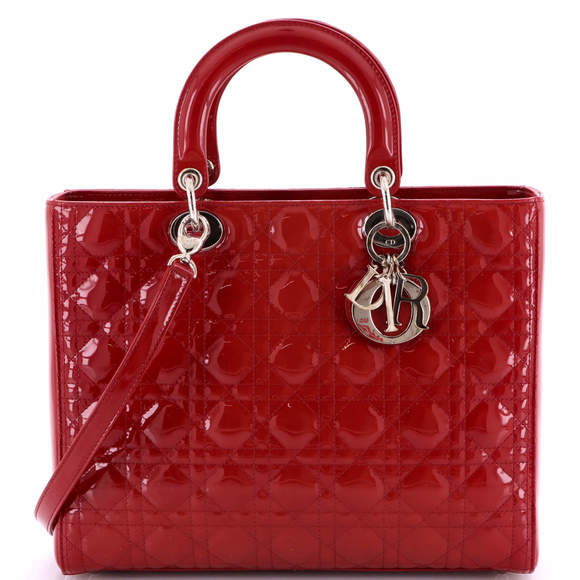 Christian Dior Large Lady Dior Bag Cannage Quilt Patent - Picture 1 of 5
